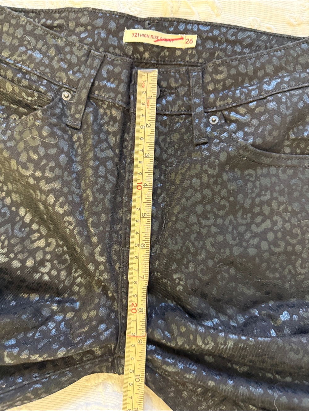 Levi's 721 Wild Cat Foil Leopard High Rise Skinny Jeans 26 - Picture 9 of 13